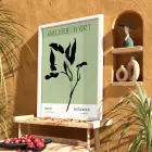Minimalist Botanik Yeşil Sanat Beyaz Ahşap Çerçeveli Tablo Bohem Poster Dekoratif Obje Ev
