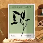 Minimalist Botanik Yeşil Sanat Beyaz Ahşap Çerçeveli Tablo Bohem Poster Dekoratif Obje Ev