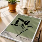 Minimalist Botanik Yeşil Sanat Beyaz Ahşap Çerçeveli Tablo Bohem Poster Dekoratif Obje Ev