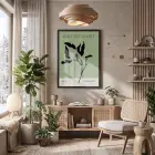 Minimalist Botanik Yeşil Sanat Siyah Ahşap Çerçeveli Tablo Bohem Poster Dekoratif Obje Ev