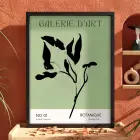Minimalist Botanik Yeşil Sanat Siyah Ahşap Çerçeveli Tablo Bohem Poster Dekoratif Obje Ev