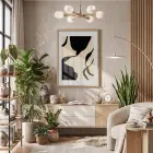Koyu Organik Formlar Doğal Ahşap Çerçeveli Tablo Aksesuarları Modern Sanat İç Mekan Yatak