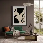 Koyu Organik Formlar Siyah Ahşap Çerçeveli Tablo Poster Dekoratif Obje Ev Aksesuarları Modern