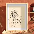 Bej Zeminde Siyah Lekeler Doğal Ahşap Çerçeveli Tablo Poster Dekoratif Obje Ev Aksesuarları