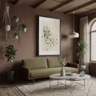 Bej Zeminde Siyah Lekeler Ahşap Çerçeveli Tablo Kanvas Görünümlü Salon Oturma Odası Duvar