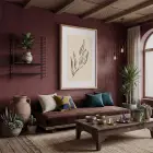 Bej Soyut Bitki Çizimi Doğal Ahşap Çerçeveli Tablo Poster Dekoratif Obje Ev Aksesuarları