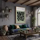 Bohem Soyut Yaprak Doğal Ahşap Çerçeveli Tablo Duvar Dekoru Poster Obje Ev Aksesuarları