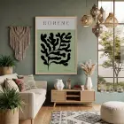Bohem Soyut Yaprak Doğal Ahşap Çerçeveli Tablo Duvar Dekoru Poster Obje Ev Aksesuarları