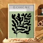 Bohem Soyut Yaprak Doğal Ahşap Çerçeveli Tablo Duvar Dekoru Poster Obje Ev Aksesuarları
