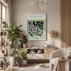Bohem Soyut Yaprak Beyaz Ahşap Çerçeveli Tablo Poster Dekoratif Obje Ev Aksesuarları Modern