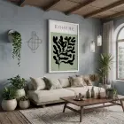 Bohem Soyut Yaprak Beyaz Ahşap Çerçeveli Tablo Poster Dekoratif Obje Ev Aksesuarları Modern