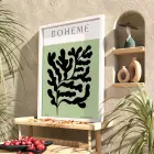 Bohem Soyut Yaprak Beyaz Ahşap Çerçeveli Tablo Poster Dekoratif Obje Ev Aksesuarları Modern