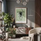 Yeşil Minimalist Figür Doğal Ahşap Çerçeveli Tablo Dekorasyonu Poster Obje Ev Aksesuarları Modern