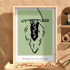 Yeşil Minimalist Figür Doğal Ahşap Çerçeveli Tablo Dekorasyonu Poster Obje Ev Aksesuarları Modern