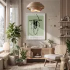 Yeşil Minimalist Figür Beyaz Ahşap Çerçeveli Tablo Koridor Ofis Kanvas Görünümlü Salon Oturma