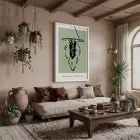 Yeşil Minimalist Figür Beyaz Ahşap Çerçeveli Tablo Koridor Ofis Kanvas Görünümlü Salon Oturma