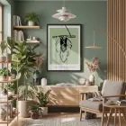 Yeşil Minimalist Figür Siyah Ahşap Çerçeveli Tablo Görünümlü Salon Oturma Odası Duvar Dekoru