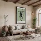Yeşil Minimalist Figür Siyah Ahşap Çerçeveli Tablo Görünümlü Salon Oturma Odası Duvar Dekoru