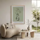 Zeytin Yeşili Minimal Silüet Doğal Ahşap Çerçeveli Tablo Ev Aksesuarları Modern Sanat İç