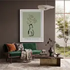 Zeytin Yeşili Minimal Silüet Beyaz Ahşap Çerçeveli Tablo Modern Sanat İç Mekan Yatak