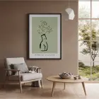 Zeytin Yeşili Minimal Silüet Siyah Ahşap Çerçeveli Tablo Yatak Koridor Ofis Kanvas Görünümlü