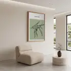 Adaçayı Minimal Yaprak Sanatı Doğal Ahşap Çerçeveli Tablo Koridor Ofis Kanvas Görünümlü Salon
