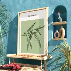 Adaçayı Minimal Yaprak Sanatı Doğal Ahşap Çerçeveli Tablo Koridor Ofis Kanvas Görünümlü Salon
