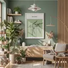 Adaçayı Minimal Yaprak Sanatı Beyaz Ahşap Çerçeveli Tablo Dekorasyonu Poster Obje Ev Aksesuarları