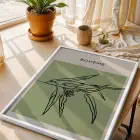 Adaçayı Minimal Yaprak Sanatı Beyaz Ahşap Çerçeveli Tablo Dekorasyonu Poster Obje Ev Aksesuarları