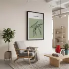 Adaçayı Minimal Yaprak Sanatı Siyah Ahşap Çerçeveli Tablo Modern Sanat İç Mekan Yatak