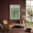 Adaçayı Minimal Yaprak Sanatı Siyah Ahşap Çerçeveli Tablo Modern Sanat İç Mekan Yatak