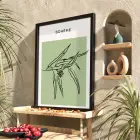 Adaçayı Minimal Yaprak Sanatı Siyah Ahşap Çerçeveli Tablo Modern Sanat İç Mekan Yatak