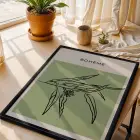 Adaçayı Minimal Yaprak Sanatı Siyah Ahşap Çerçeveli Tablo Modern Sanat İç Mekan Yatak