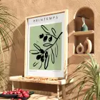 Adaçayı Zeytin Dalı Doğal Ahşap Çerçeveli Tablo Salon Oturma Odası Duvar Dekoru Poster