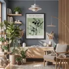 Adaçayı Zeytin Dalı Siyah Ahşap Çerçeveli Tablo Oturma Odası Duvar Dekoru Poster Obje