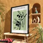 Adaçayı Zeytin Dalı Siyah Ahşap Çerçeveli Tablo Oturma Odası Duvar Dekoru Poster Obje