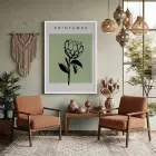 Minimalist Bahar Çizim Beyaz Ahşap Çerçeveli Tablo Mekan Yatak Koridor Ofis Kanvas Görünümlü