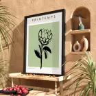 Minimalist Bahar Çizim Siyah Ahşap Çerçeveli Tablo Kanvas Görünümlü Salon Oturma Odası Duvar