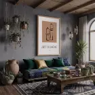 Bohem Mum Formları Doğal Ahşap Çerçeveli Tablo Salon Oturma Odası Duvar Dekoru Poster
