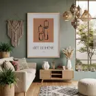 Bohem Mum Formları Doğal Ahşap Çerçeveli Tablo Salon Oturma Odası Duvar Dekoru Poster