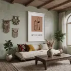 Bohem Mum Formları Beyaz Ahşap Çerçeveli Tablo Modern Sanat İç Mekan Yatak Koridor