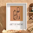 Bohem Mum Formları Beyaz Ahşap Çerçeveli Tablo Modern Sanat İç Mekan Yatak Koridor