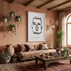 Dengeli Yüzler Çizgi Sanat Beyaz Ahşap Çerçeveli Tablo Poster Dekoratif Obje Ev Aksesuarları
