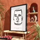 Dengeli Yüzler Çizgi Sanat Siyah Ahşap Çerçeveli Tablo Oturma Odası Duvar Dekoru Poster