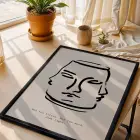 Dengeli Yüzler Çizgi Sanat Siyah Ahşap Çerçeveli Tablo Oturma Odası Duvar Dekoru Poster