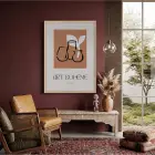 Bohem Terracotta Vazolar Doğal Ahşap Çerçeveli Tablo Ofis Kanvas Görünümlü Salon Oturma Odası