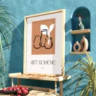 Bohem Terracotta Vazolar Doğal Ahşap Çerçeveli Tablo Ofis Kanvas Görünümlü Salon Oturma Odası