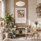 Bohem Terracotta Vazolar Beyaz Ahşap Çerçeveli Tablo Oturma Odası Duvar Dekoru Poster Obje