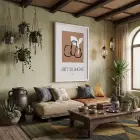 Bohem Terracotta Vazolar Beyaz Ahşap Çerçeveli Tablo Oturma Odası Duvar Dekoru Poster Obje