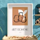 Bohem Terracotta Vazolar Beyaz Ahşap Çerçeveli Tablo Oturma Odası Duvar Dekoru Poster Obje